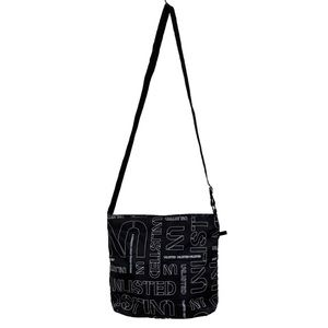 Unlisted Kenneth Cole Logo Pattern Crossbody Bag Purse Black,White